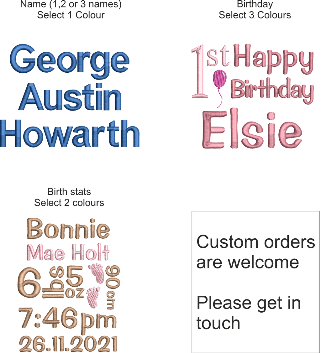 Embroidered Personalised Birth Stats Teddy Bear | New Baby Keepsake