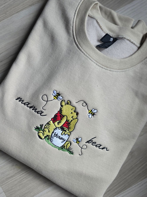 Mama Bear Embroidered Sweatshirt – Classic Bear & Bees Design